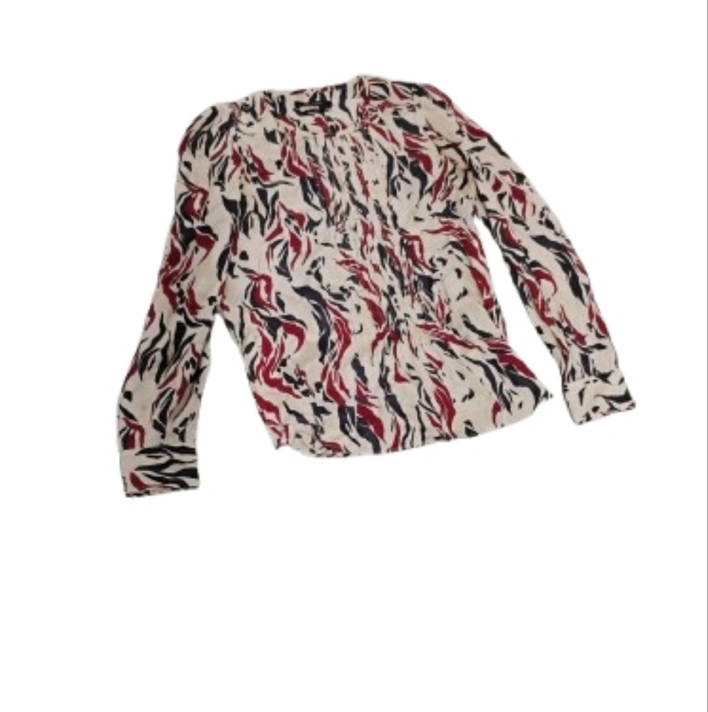 Isabel Marant Multicolored Print Long Sleeve Silk Blouse Top Sz 38